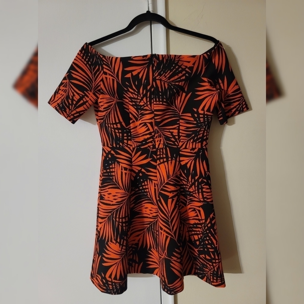Zara Red&Black Palm Mini Dress - Picture 2 of 12